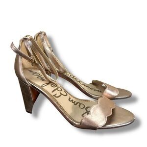 Sam Edelman Rose Gold Leather Odilla Heeled Scalloped Sandals Size 8.5